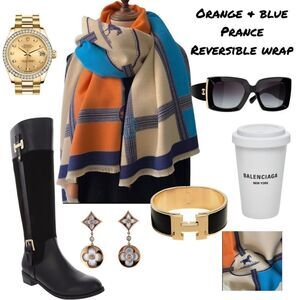 SOLD OUT- Equestrian Prance Orange & Blue Horse Wrap